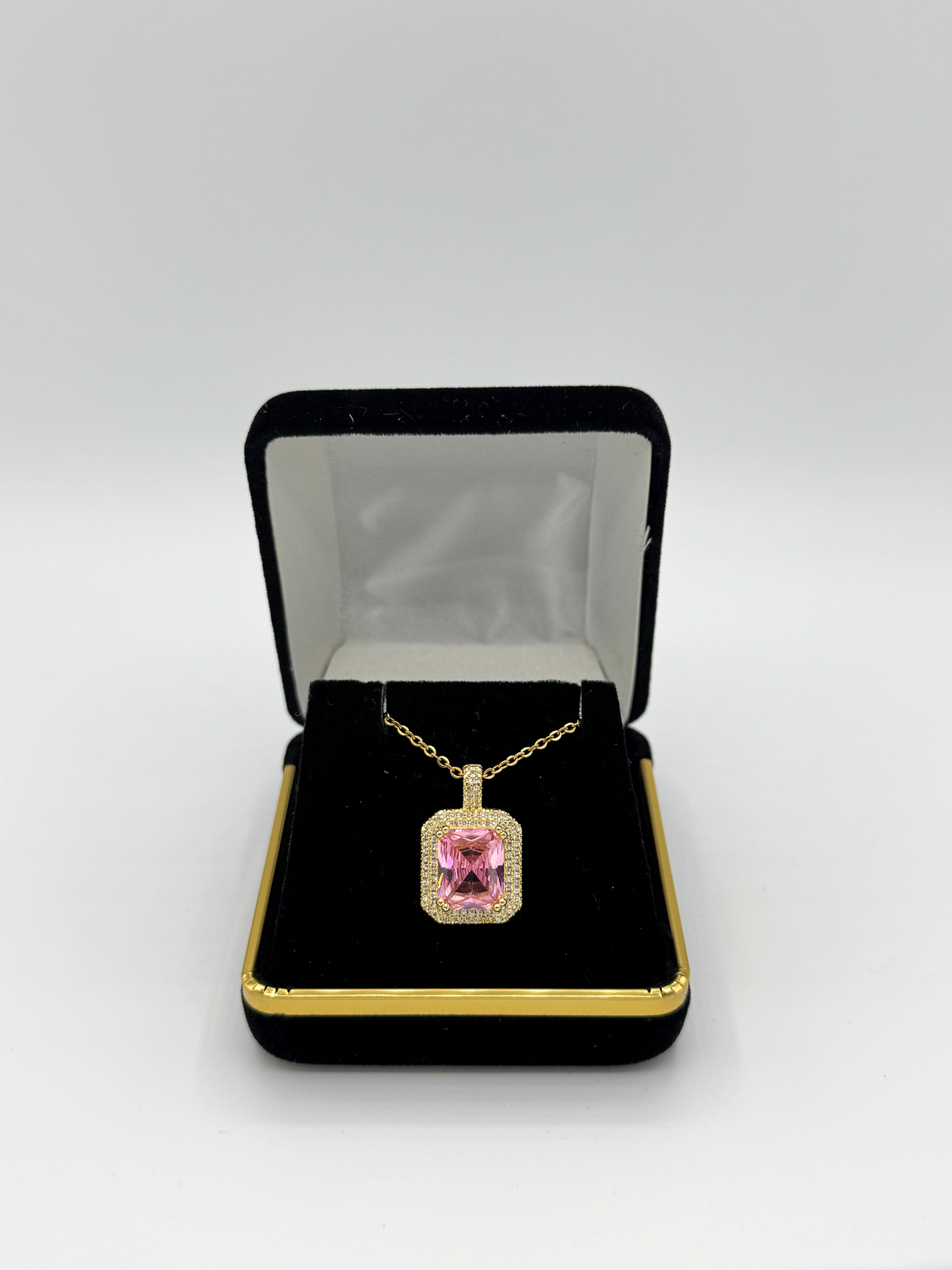 Golden Color Necklace | Pink Gem
