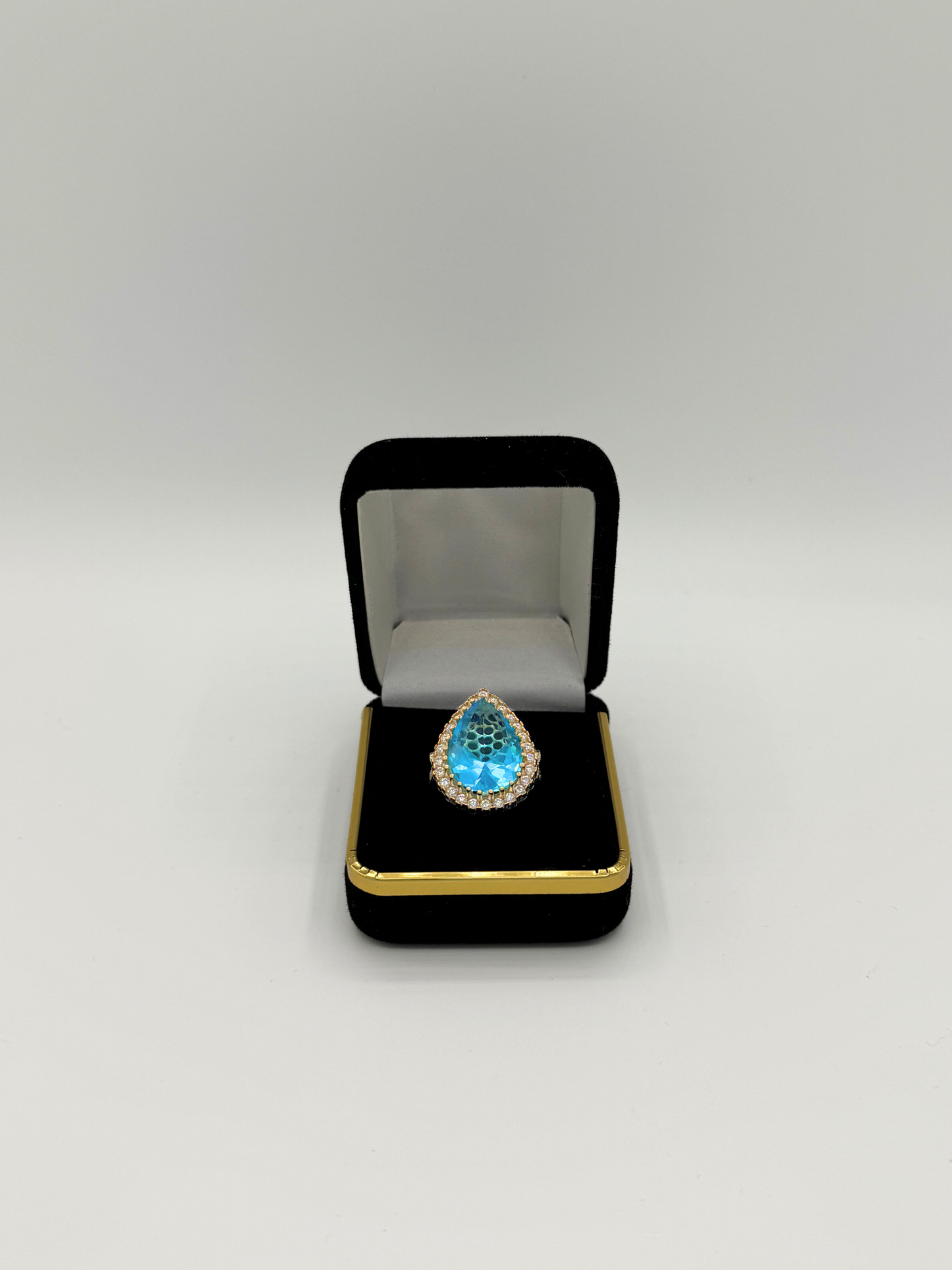 Sterling Silver Teardrop Blue Stone Ring