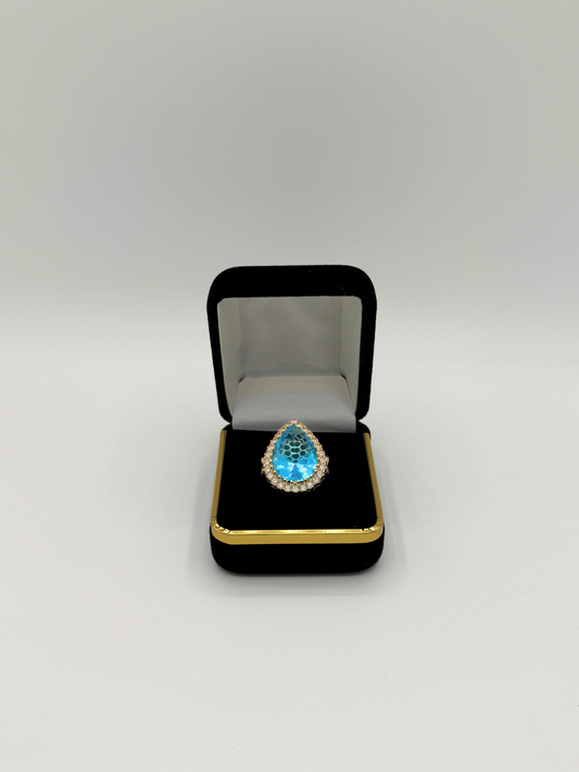 Sterling Silver Teardrop Blue Stone Ring