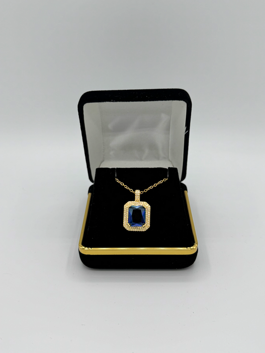 Golden Color Necklace | Dark Blue Gem